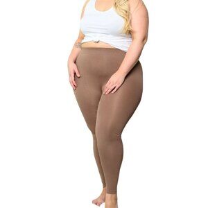 Women`s Plus Size Solid Basic Seamless Leggings, Bronze, 1XL/One Size
